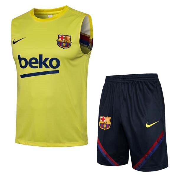 Camiseta Barcelona Sin Mangas Conjunto Completo 2022 Amarillo